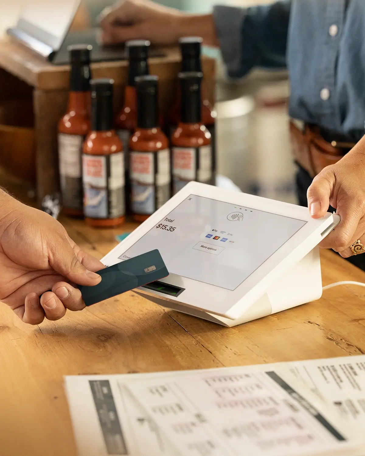 Clover Mini countertop POS at a food service counter